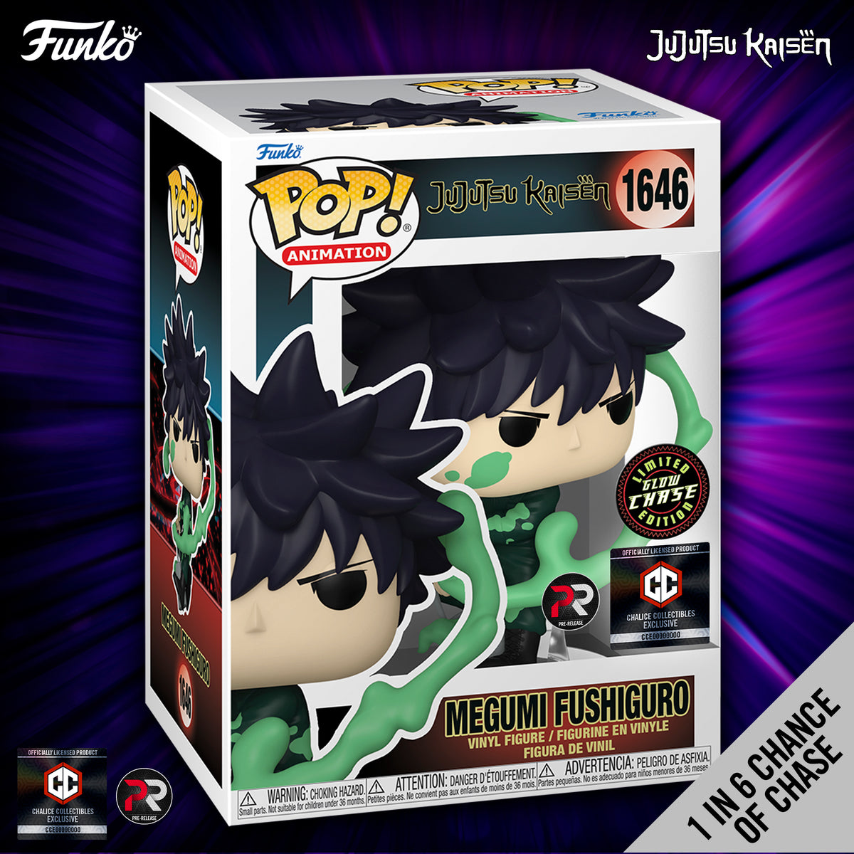 Pre-Order: Funko Pop! Chalice Exclusive: Jujutsu Kaisen: Megumi Fushiguro #1646 (1 in Chance of Chase) (PR)