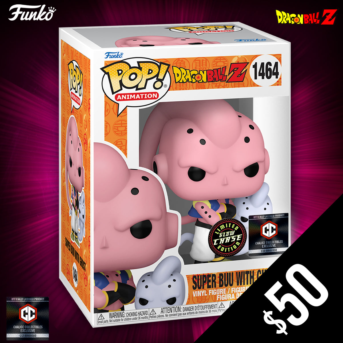 Funko Pop! Dragon Ball Super: Super Buu With Ghost #1464 – Chalice Exclusive With Protector