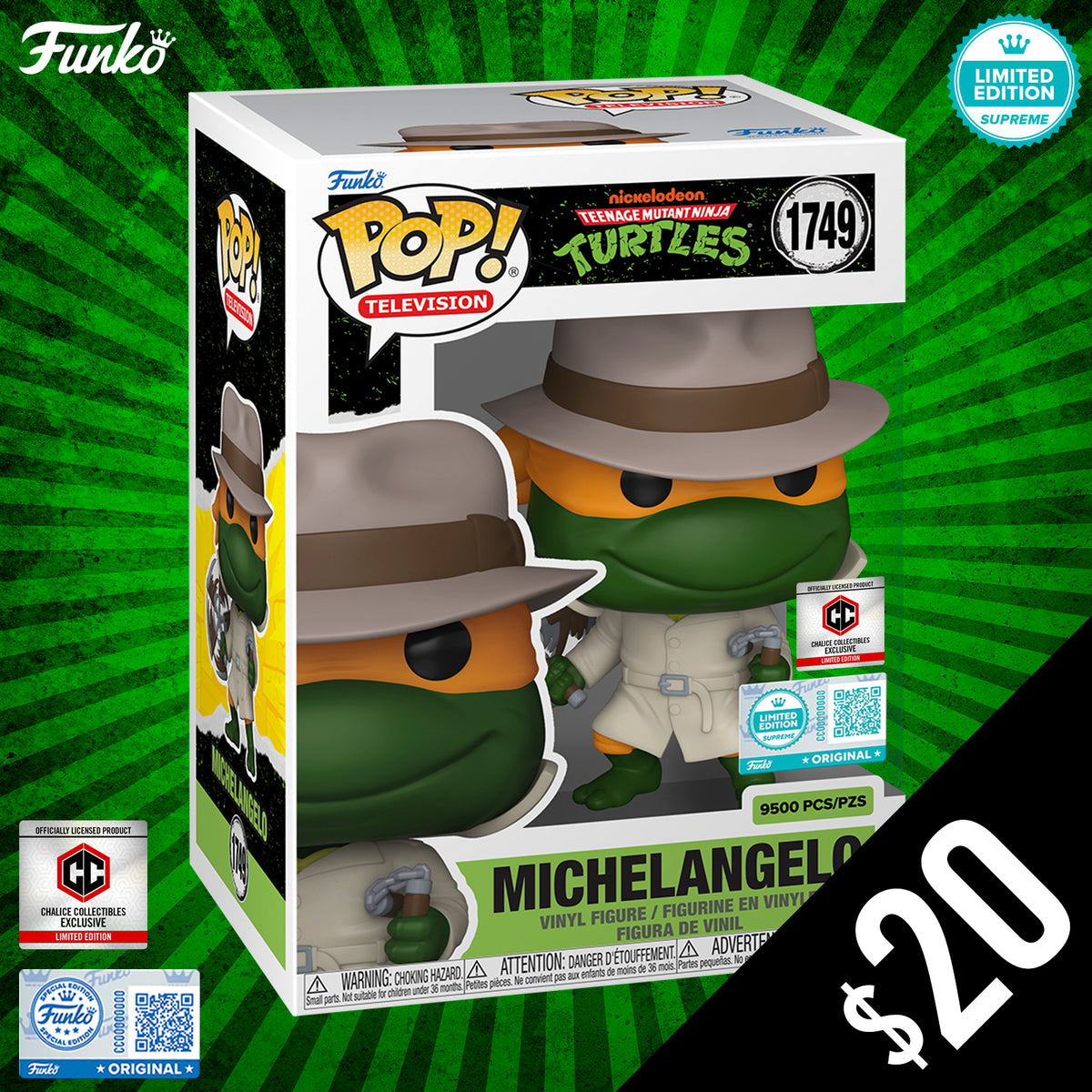 Funko Pop! Chalice Exclusive:TMNT: Michelangelo #1749 (LE9500