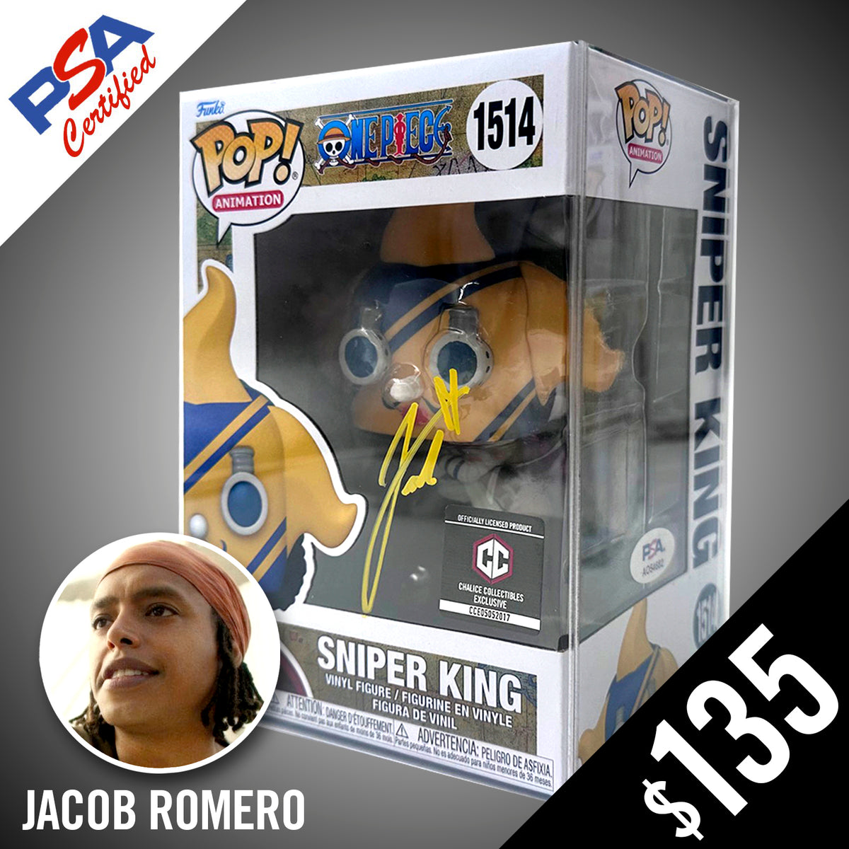 Funko Pop! One Piece: Sniper King (non-chase) #1514- SIGNED by