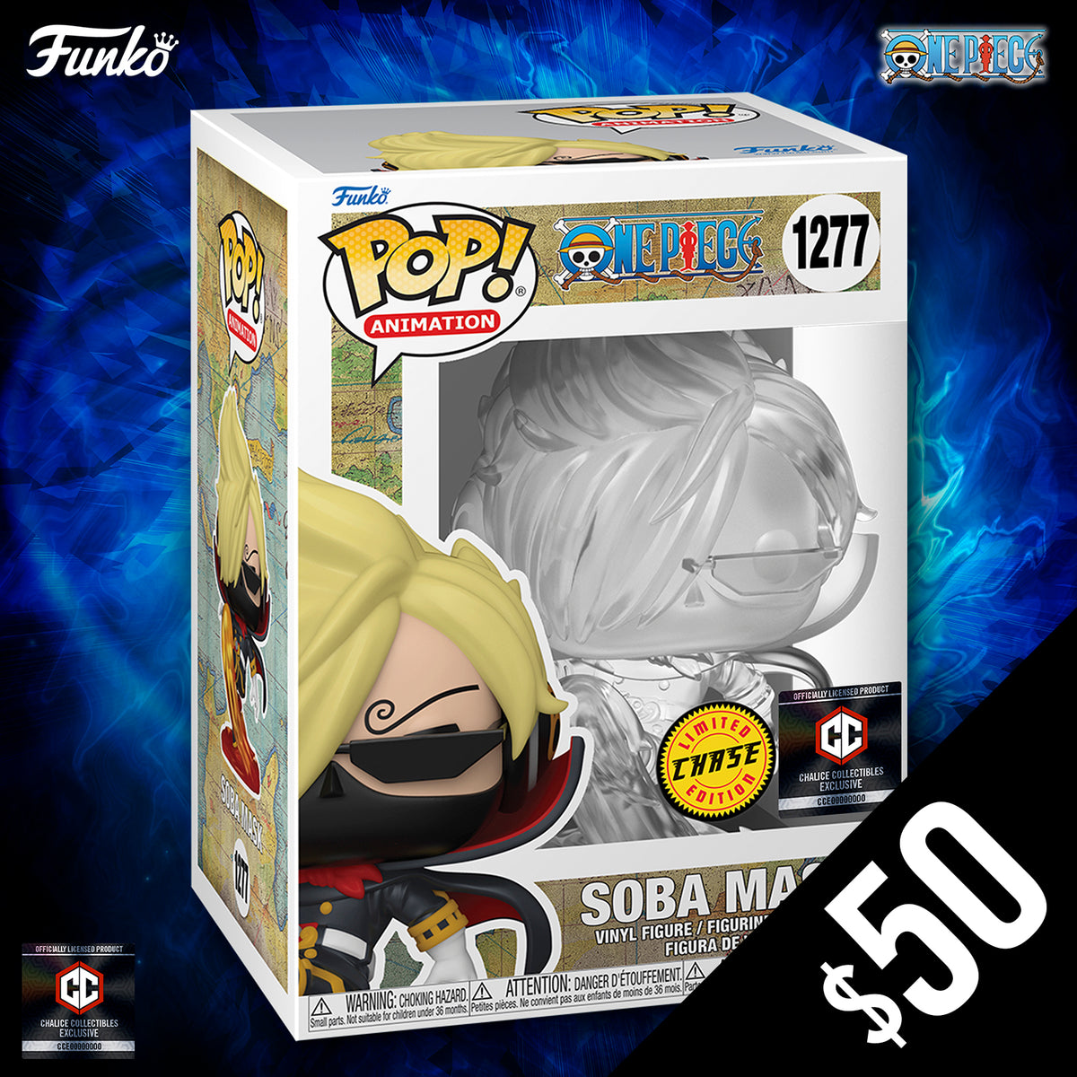 Funko Pop sale One Piece Chalice Exclusive Sanji Soba Mask Translucent Chase Set!