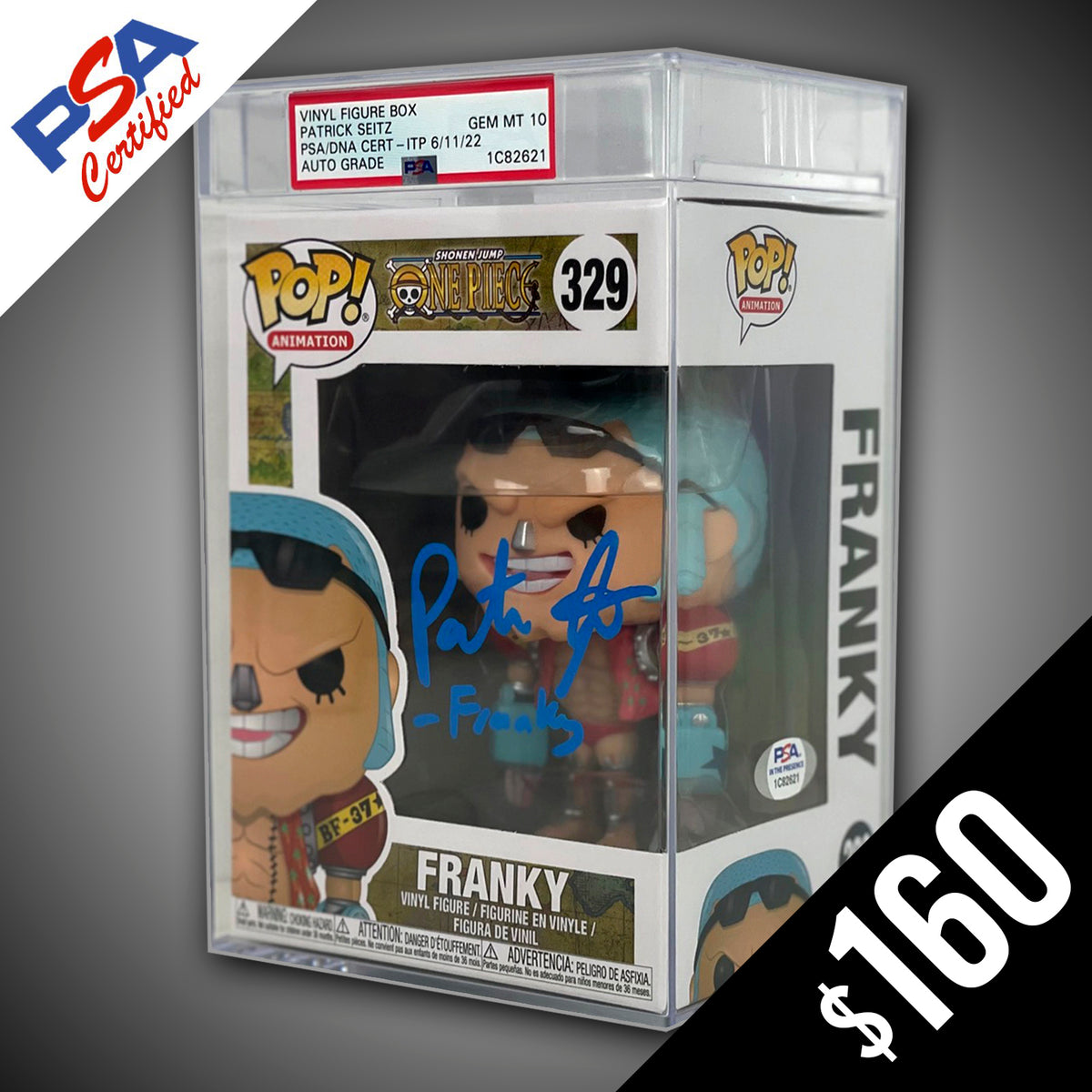 Funko Pop! One Piece: Franky SIGNED by Patrick Seitz (PSA