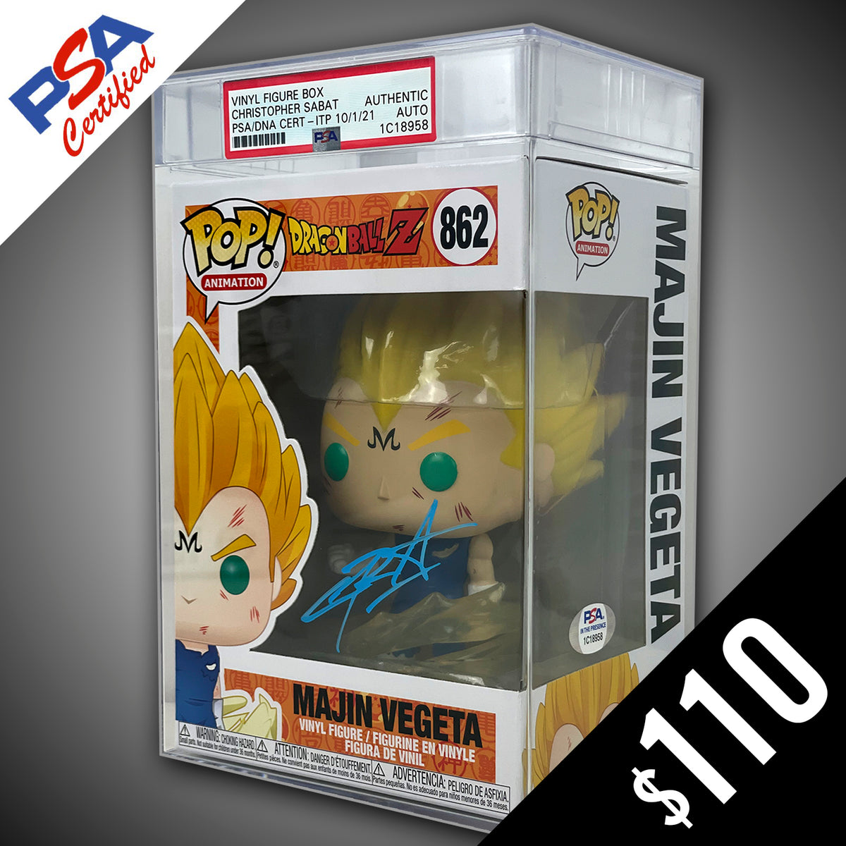 Autographed Majin Vegeta Funko hot Pop!