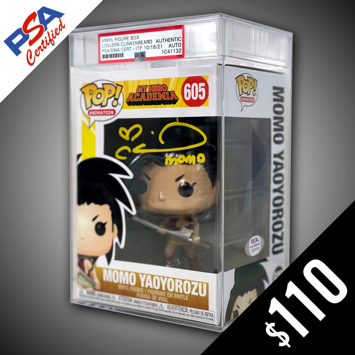Funko Pop! MHA: Momo #605 - SIGNED by Colleen Clinkenbeard (PSA