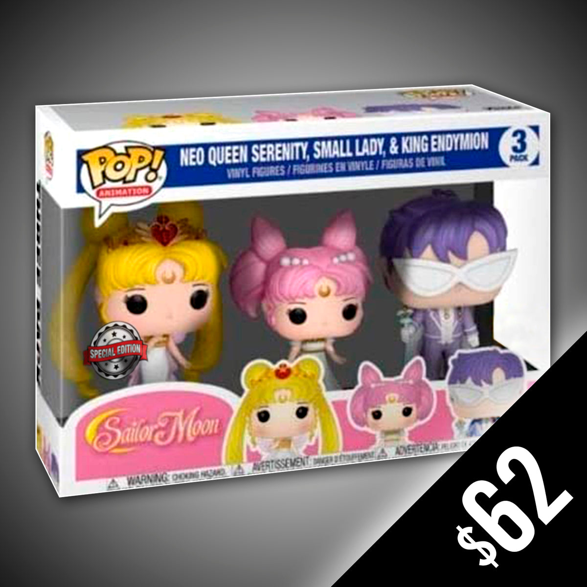 Funko Pop! Sailor Moon 3 Pack (Neo Queen Serenity, Small Lady, King Em –  Chalice Collectibles