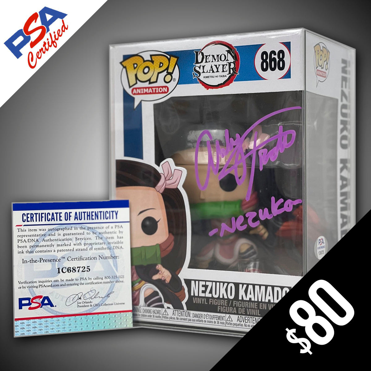 Nezuko signed psa certified Funko Pop good