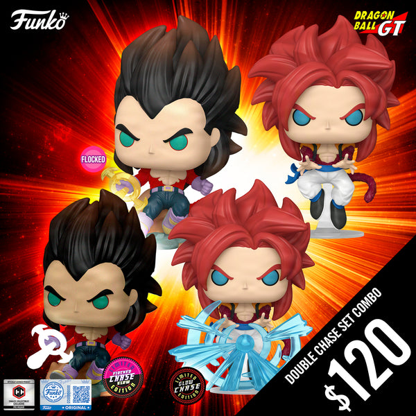 Pre-Order: Funko Pop! DBGT S2: Double Chase Set (CC SS4 Vegeta PR and SS4 Gogeta)
