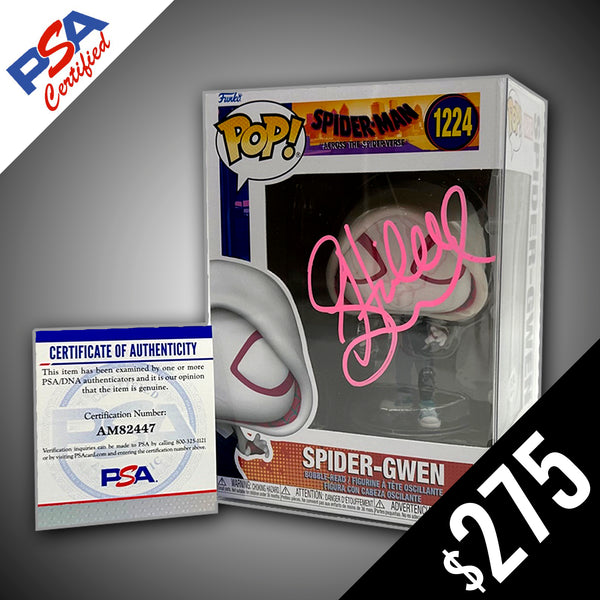 Funko Pop! Marvel: Spider-Man Across The Spiderverse: Spider-Gwen - SIGNED by Hailee Steinfeld (PSA Certified) (PINK Signature)