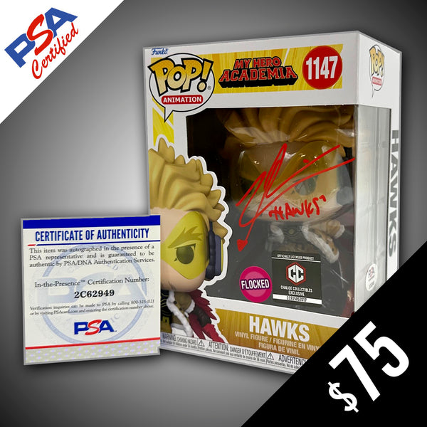 Funko Pop! - MHA: Chalice Exclusive Hawks #1147 SIGNED by Zeno Robinson (PSA Certified)