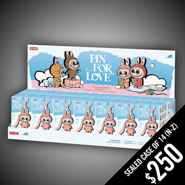 POP MART - LABUBU: The Monsters: Pin For Love (N-Z): Sealed Case of 14 Boxes - BLUE BOX