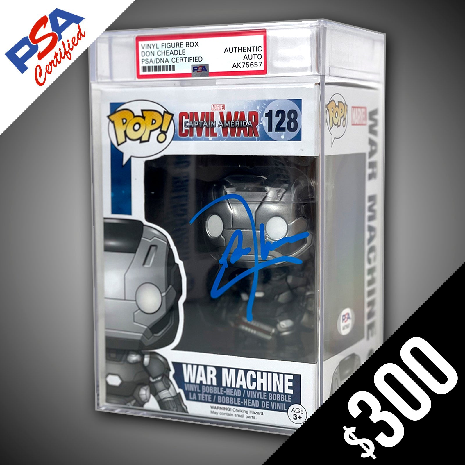 Funko Pop! Marvel: War Machine #128- SIGNED by Don Cheadle (PSA Certif –  Chalice Collectibles