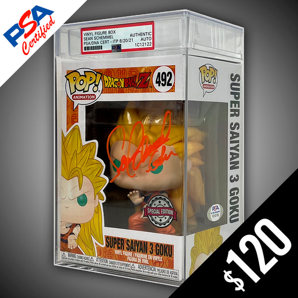 Funko Pop! DBZ: Super Saiyan 3 Goku #492 - SIGNED by Sean Schemmel (ENCASED - PSA Certified)