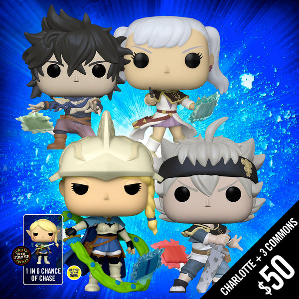 Funko Pop! Black Clover: Chalice Exclusive Charlotte and Set of 3 Commons