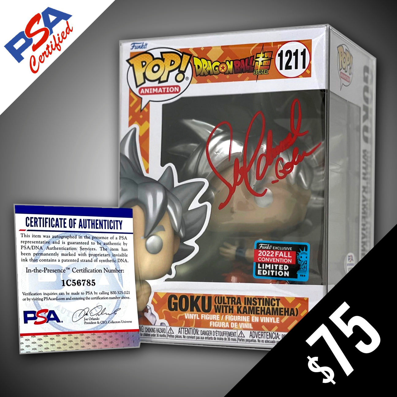 Funko Pop! Dragon Ball Super Goku (NYCC 2022 Shared) 1211 SIGNED by