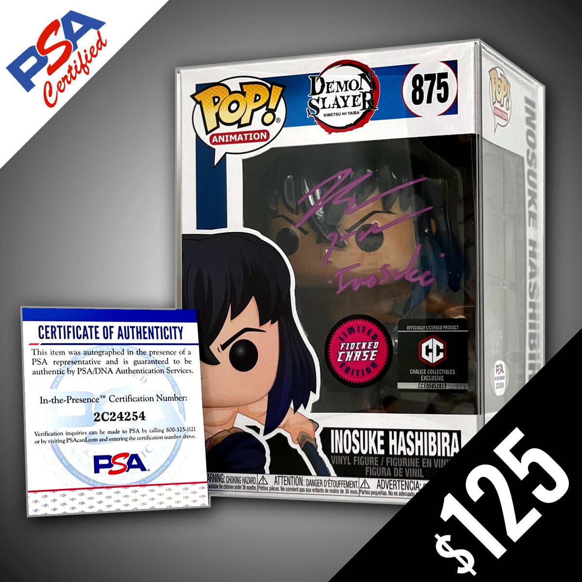 Funko Pop! Demon Slayer: Inosuke (CHASE) #875- SIGNED by Bryce Papenbr ...